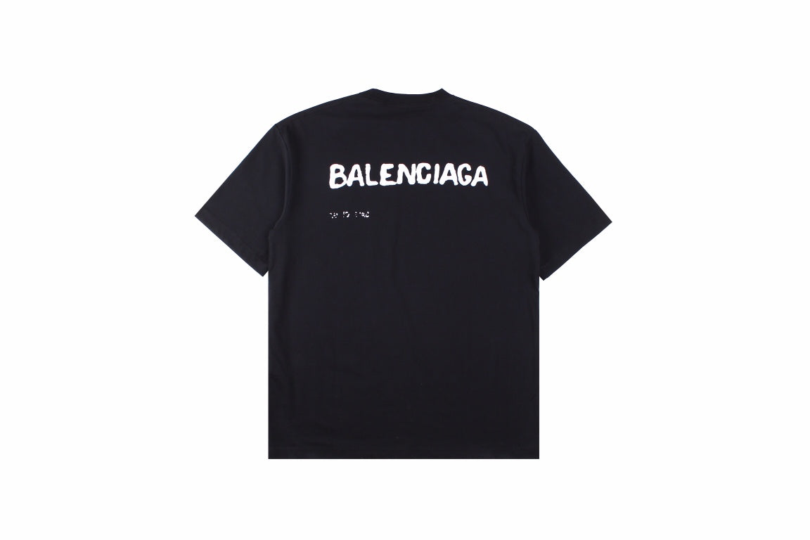 T-shirt Balenciaga à logo vieilli noir