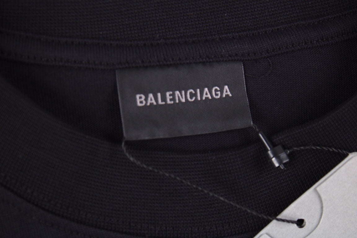 T-shirt Balenciaga à logo vieilli noir
