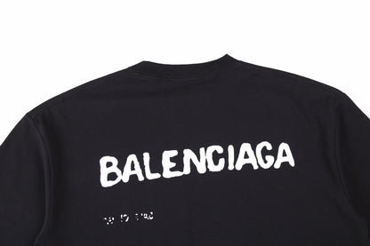 T-shirt Balenciaga à logo vieilli noir