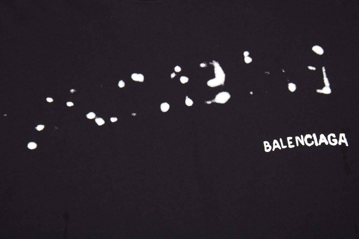 T-shirt Balenciaga à logo vieilli noir