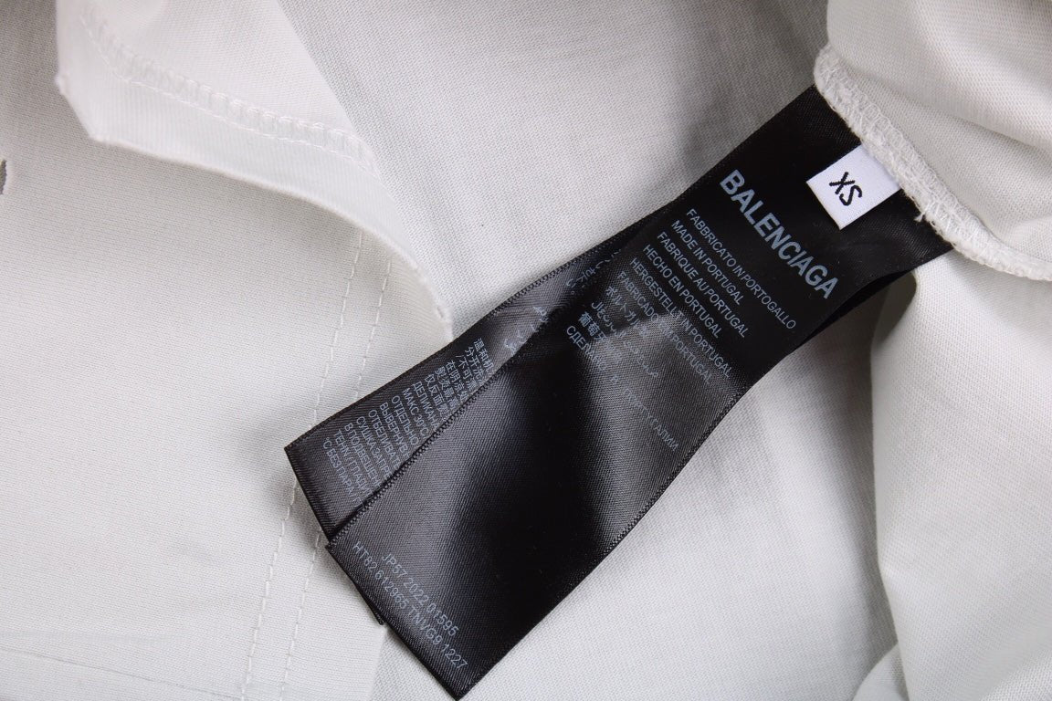 T-SHIRT BALENCIAGA À LOGO VIEILLI BLANC GRIS