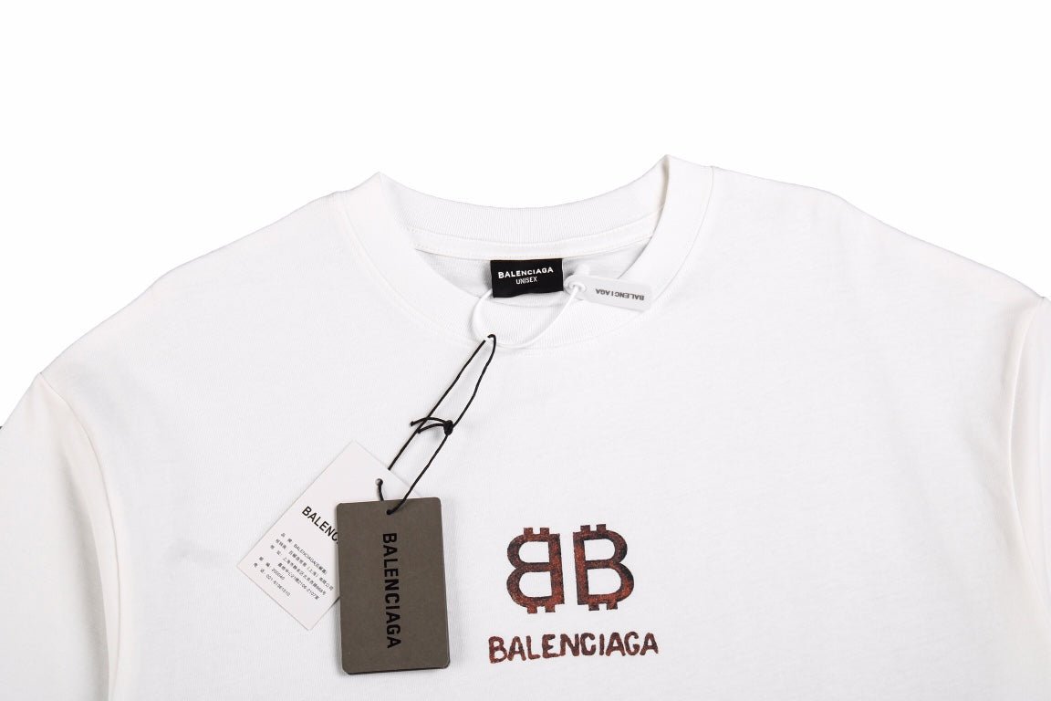 T-SHIRT BLANC BALENCIAGA À DOUBLE B LOGO