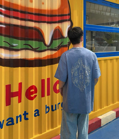 T-shirt Balenciaga à logo flamme (bleu)