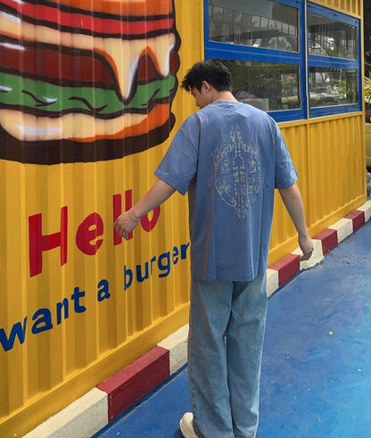 T-shirt Balenciaga à logo flamme (bleu)