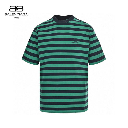 T-shirt rayé vert et noir Balenciaga