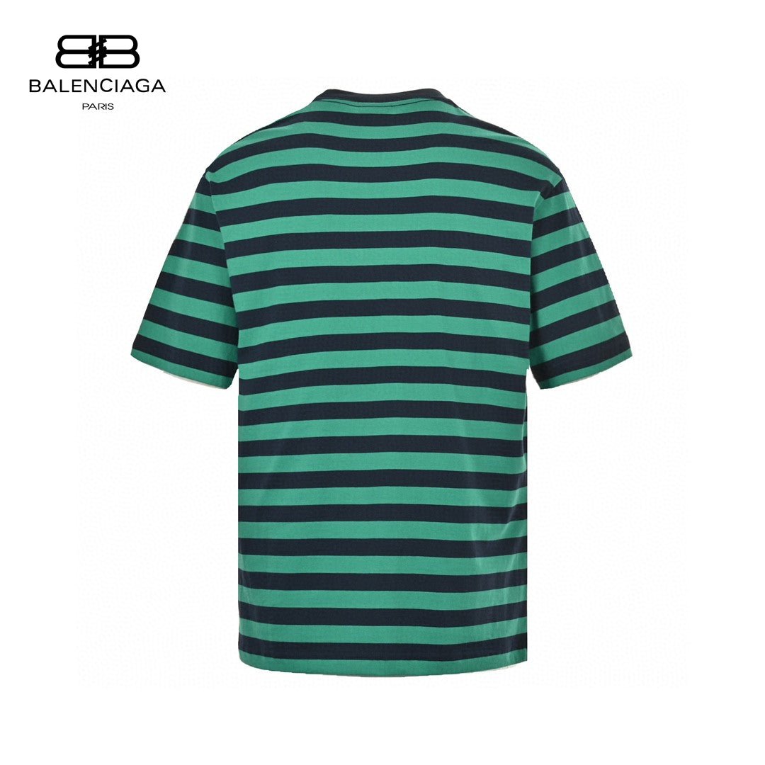 T-shirt rayé vert et noir Balenciaga