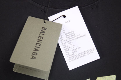 T-SHIRT BALENCIAGA LOGO NOIR JAUNE