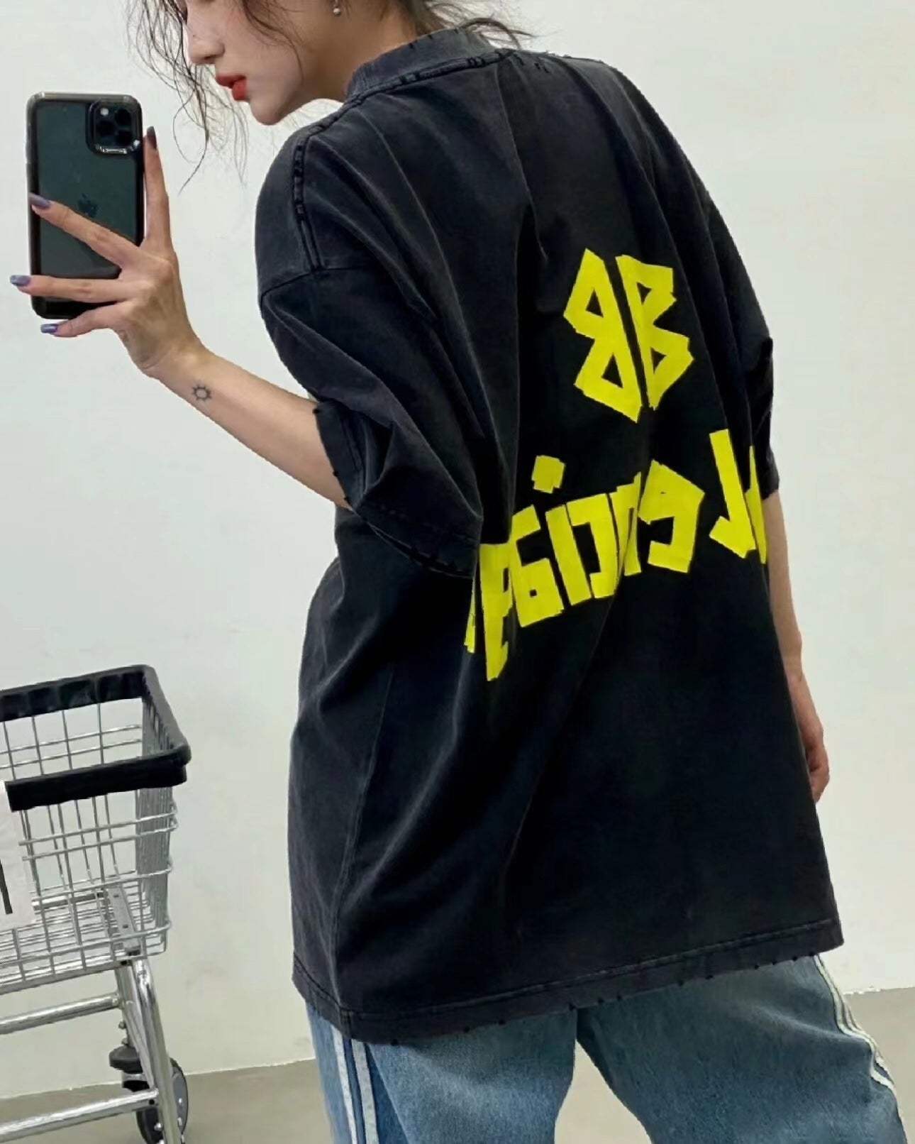 T-SHIRT BALENCIAGA LOGO NOIR JAUNE