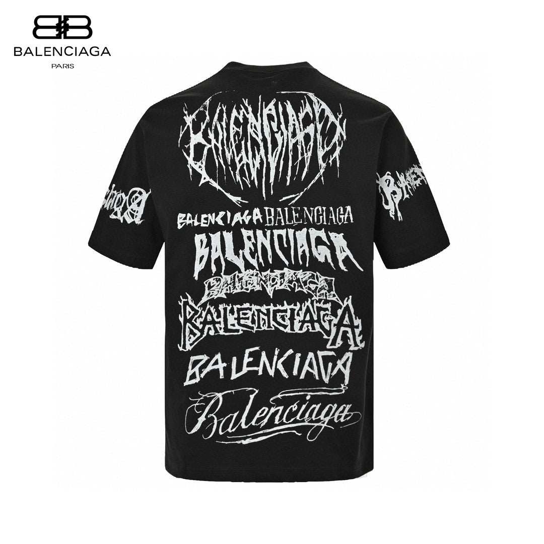 T-shirt noir Balenciaga à logos multiples