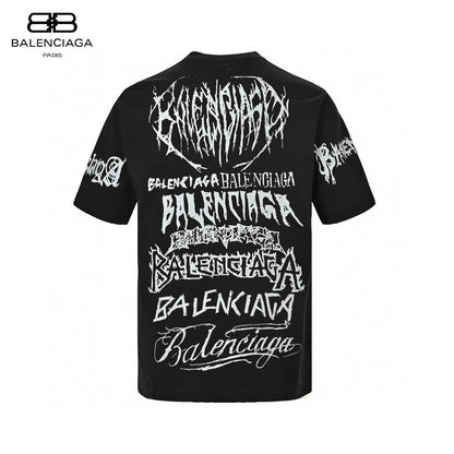 T-shirt noir Balenciaga à logos multiples