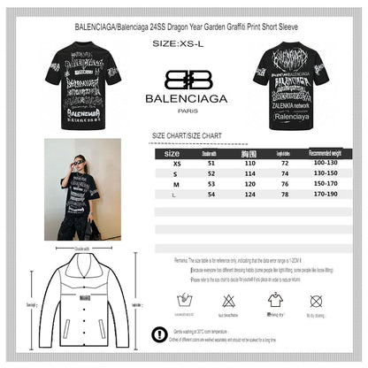 T-shirt noir Balenciaga à logos multiples