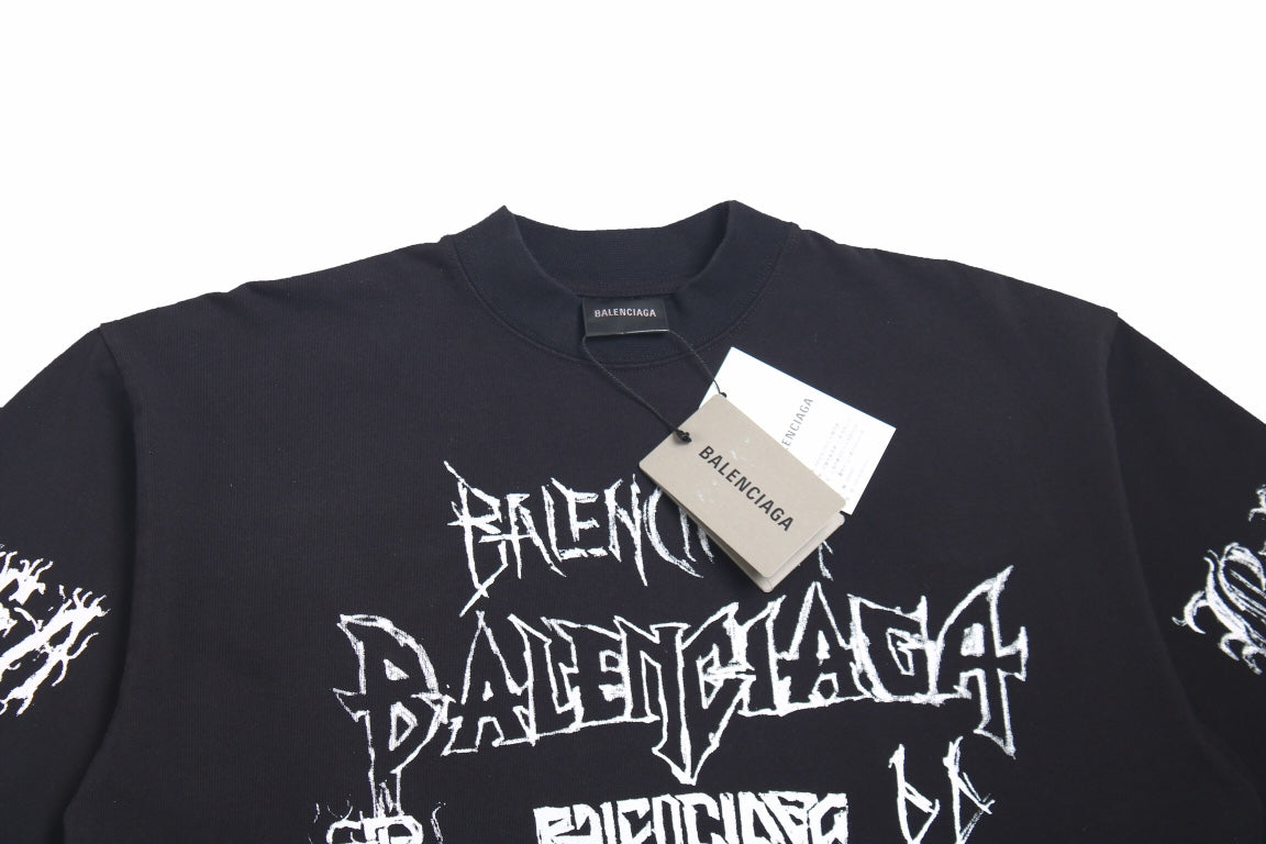 T-shirt Balenciaga multi-logos (noir)