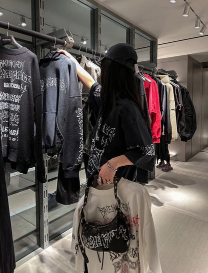 T-shirt Balenciaga multi-logos (noir)