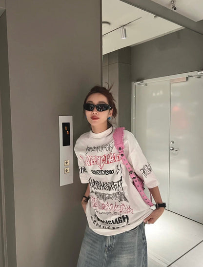 T-shirt Balenciaga Multi-Logo (Blanc)