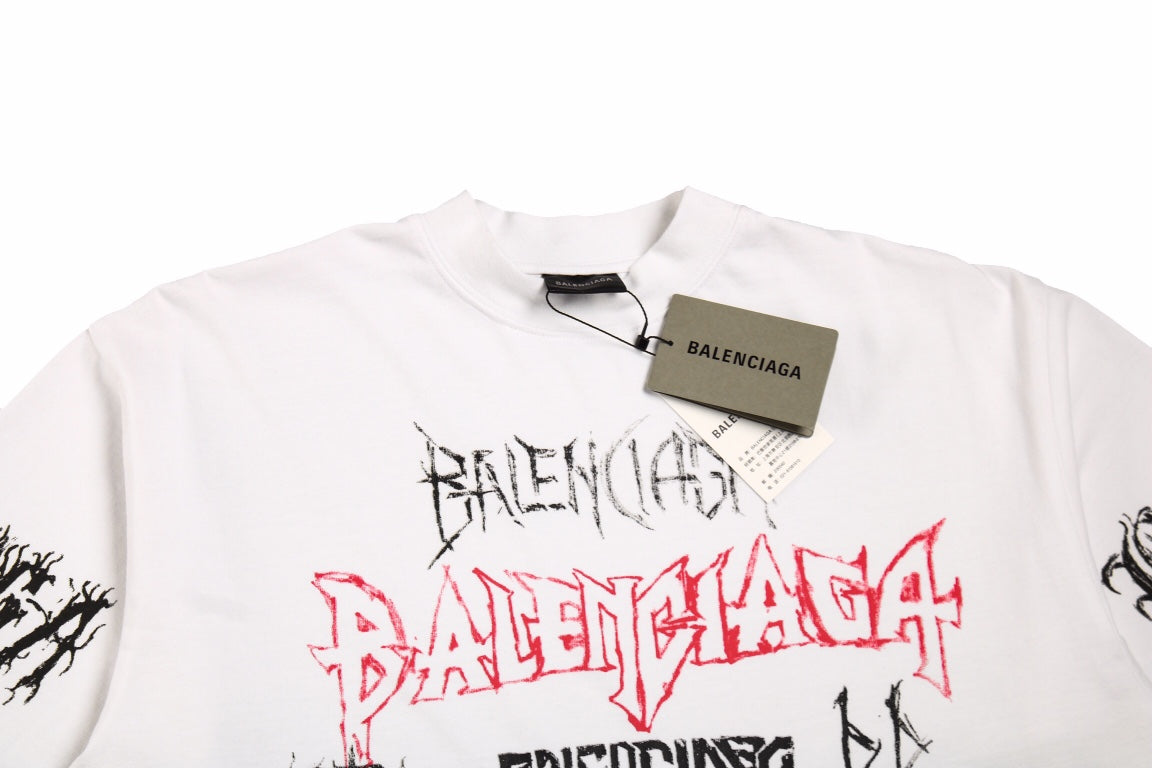 T-shirt Balenciaga Multi-Logo (Blanc)