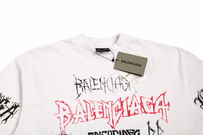 T-shirt Balenciaga Multi-Logo (Blanc)