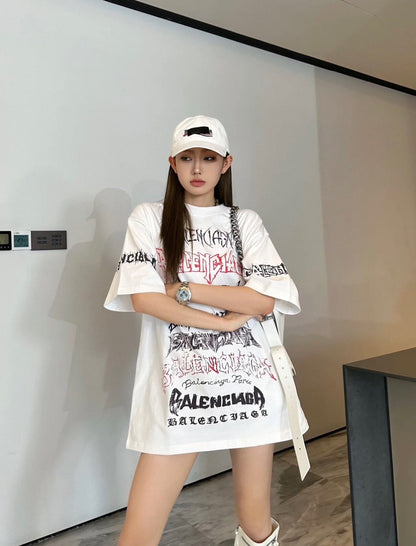 T-shirt Balenciaga Multi-Logo (Blanc)