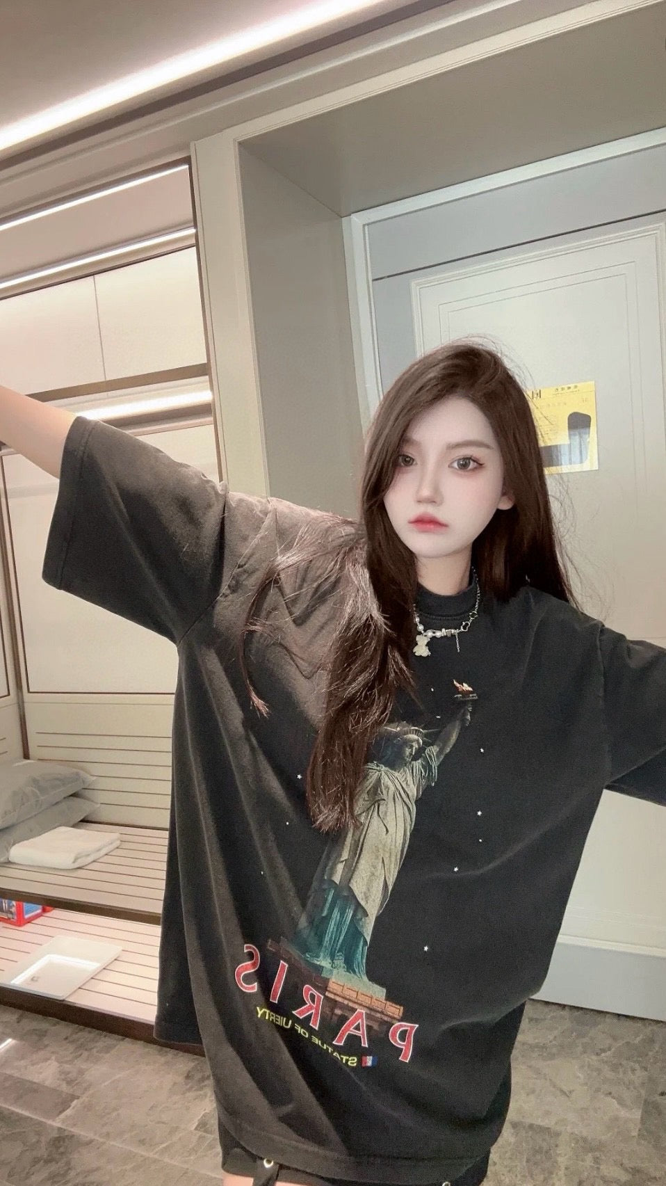 T-shirt Balenciaga Paris Statue de la Liberté (Noir)