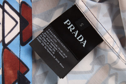 Chemise à manches courtes à motifs Balenciaga bleu et marron