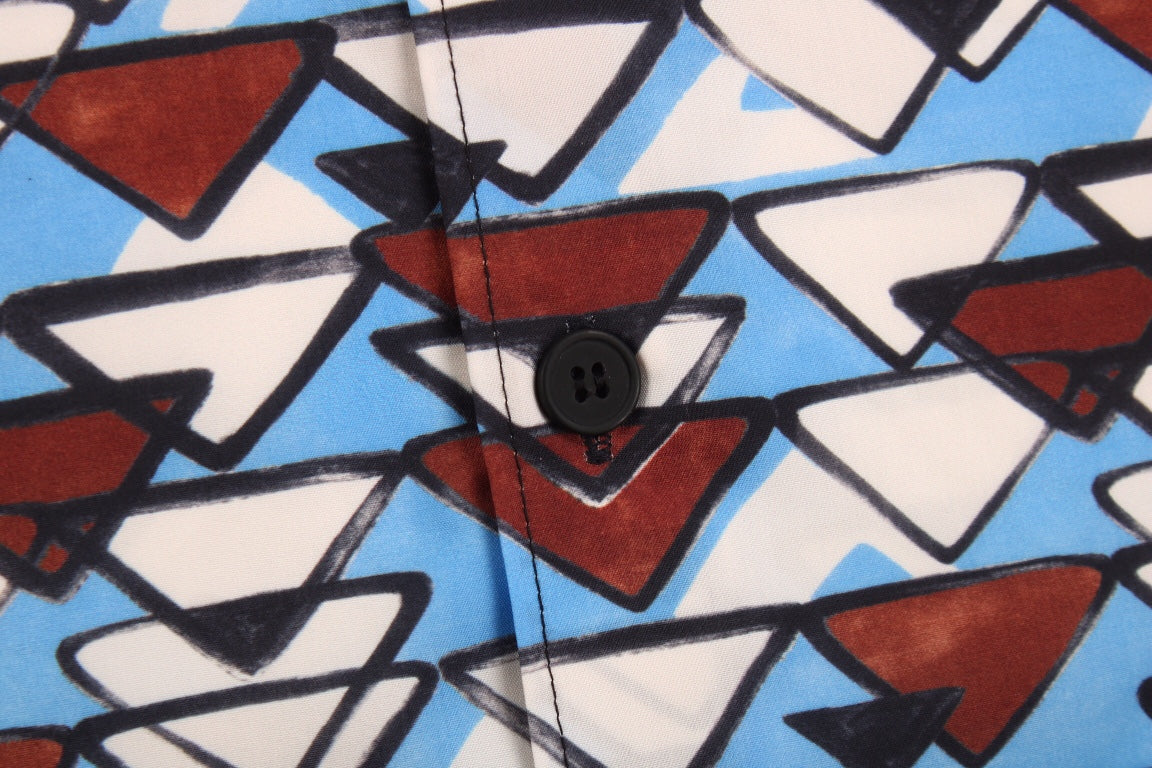 Chemise à manches courtes à motifs Balenciaga bleu et marron