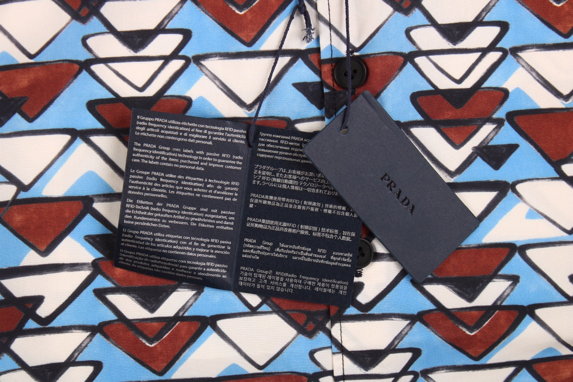 Chemise à manches courtes à motifs Balenciaga bleu et marron