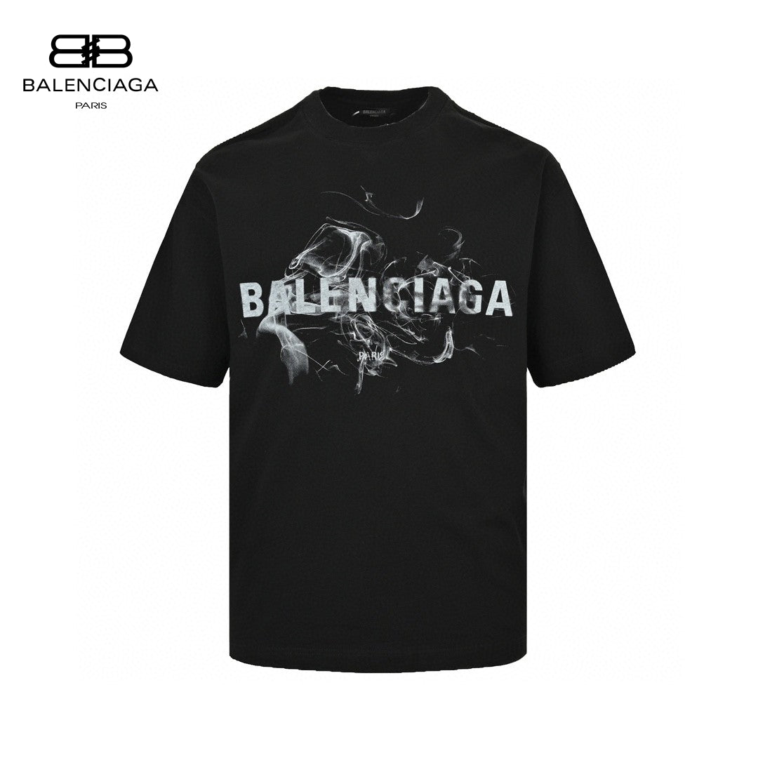 T-shirt Balenciaga à logo imprimé fumée (noir)