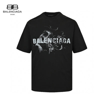 T-shirt Balenciaga à logo imprimé fumée (noir)