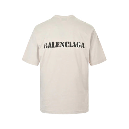T-SHIRT BALENCIAGA À LOGO POCHOIR BEIGE