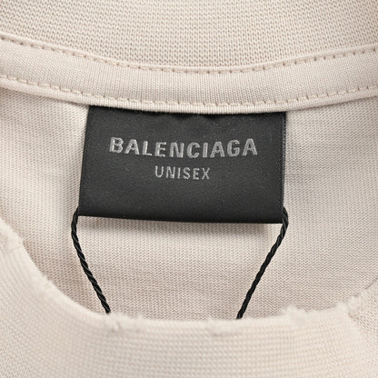 T-SHIRT BALENCIAGA À LOGO POCHOIR BEIGE