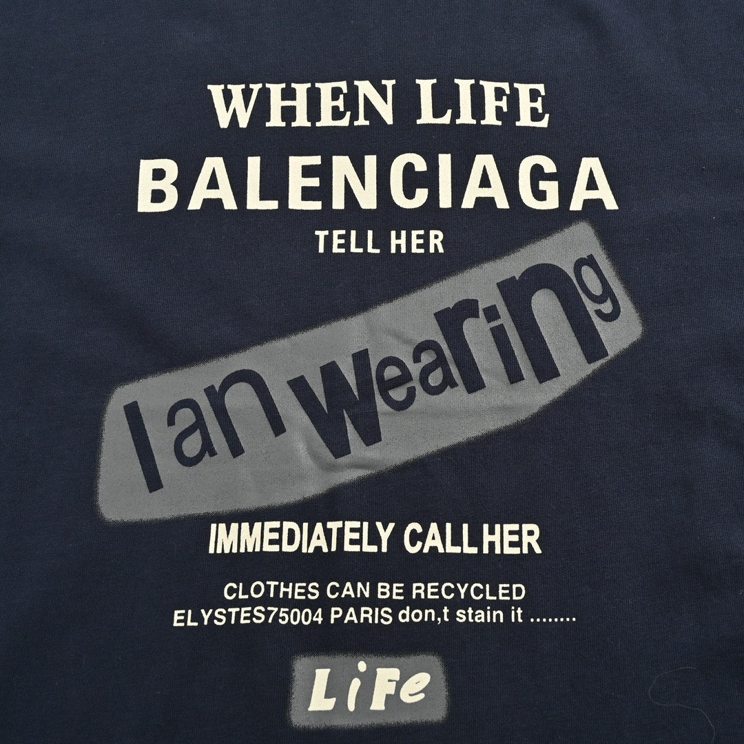 T-shirt Balenciaga - Logo bleu marine au dos