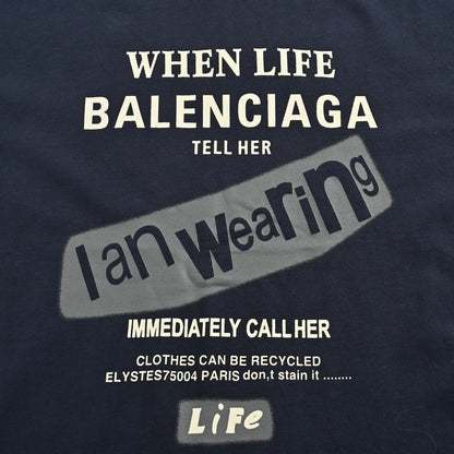 T-shirt Balenciaga - Logo bleu marine au dos