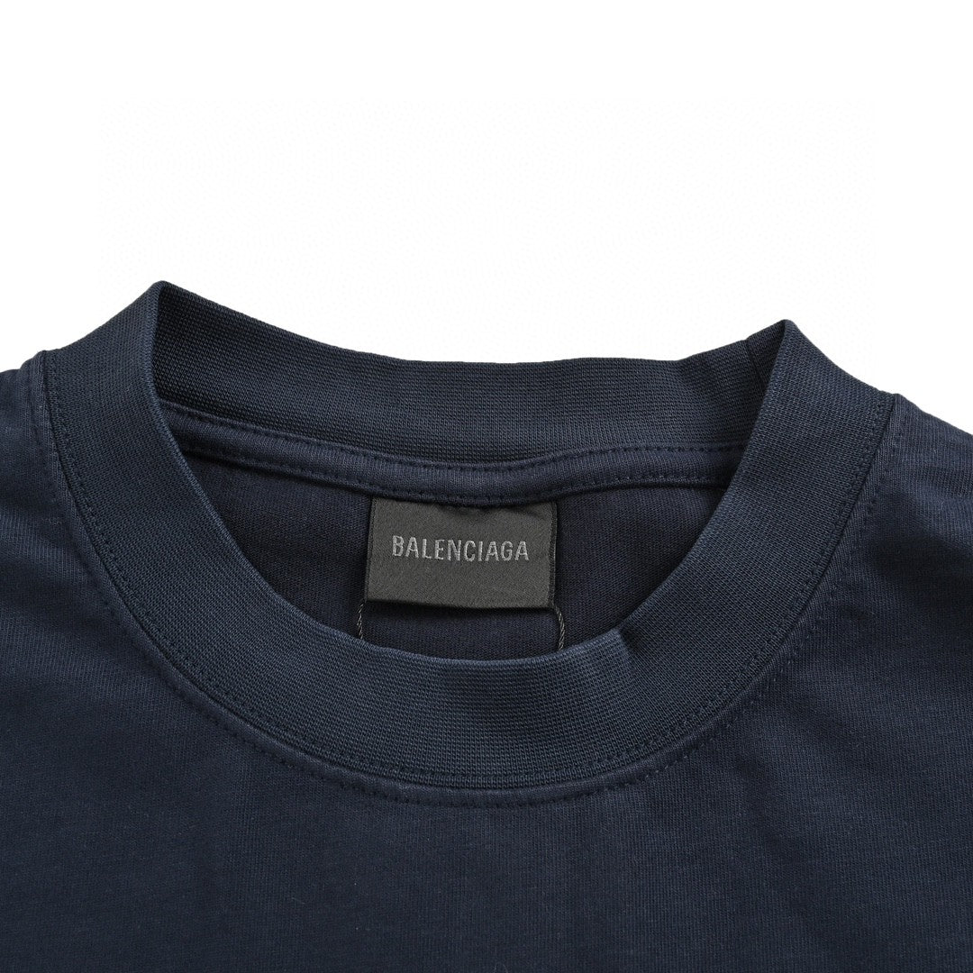 T-shirt Balenciaga - Logo bleu marine au dos