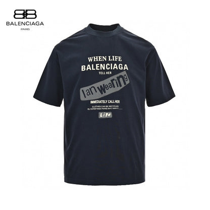 T-shirt Balenciaga - Logo bleu marine au dos