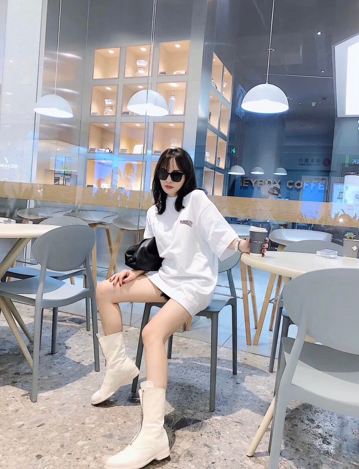 T-shirt Balenciaga Wave Logo (Blanc)