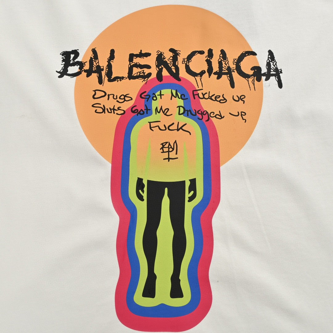 T-shirt blanc Balenciaga à motif graphique
