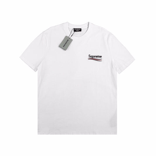 T-shirt Balenciaga x Supreme rouge noir taille S blanc