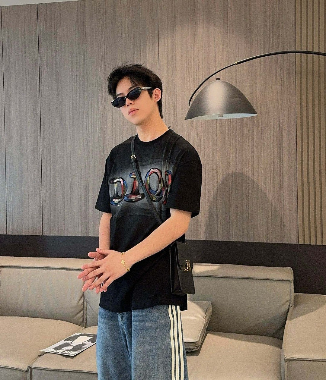 T-shirt Dior à logo artistique (noir)