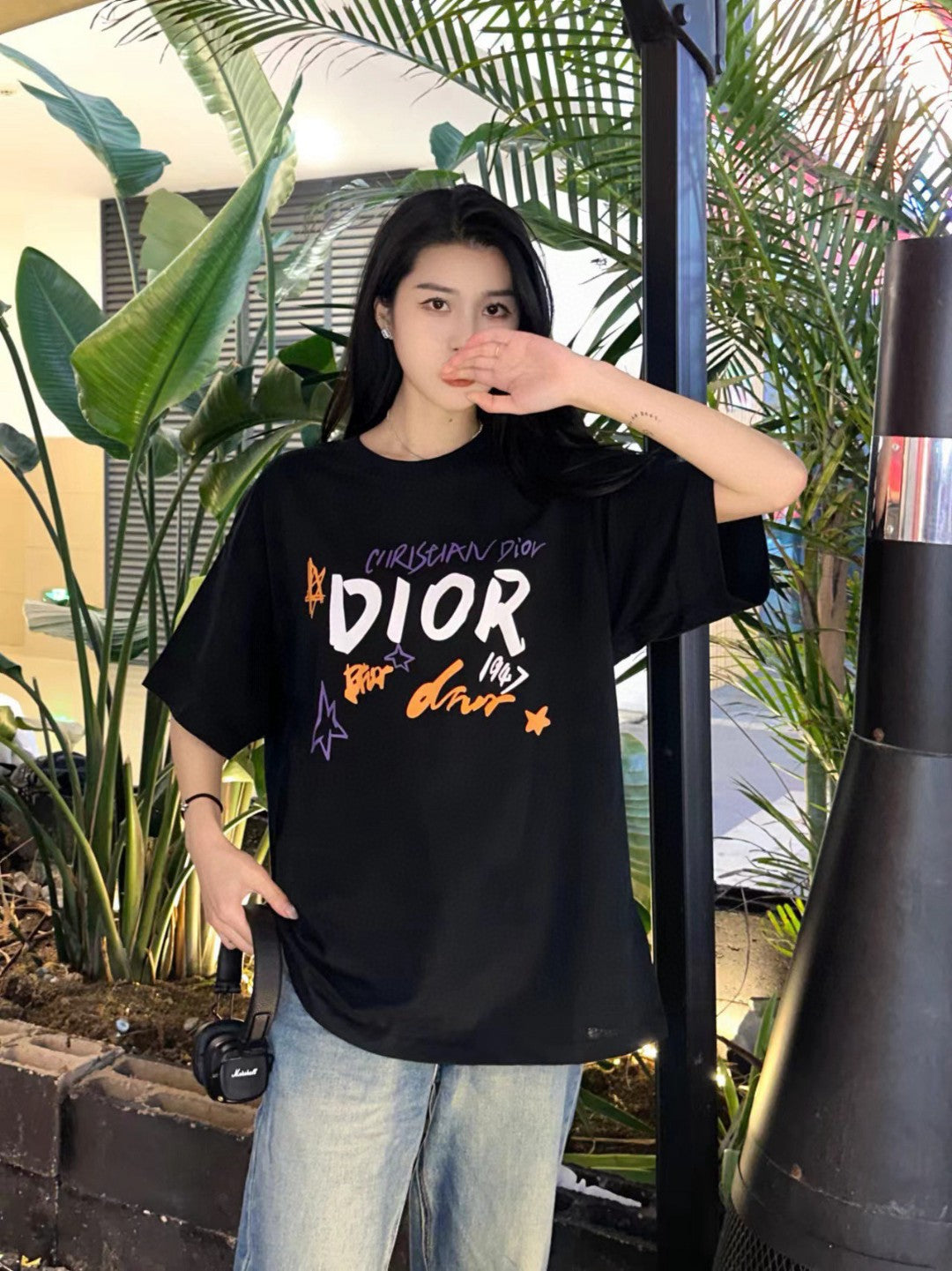 T-shirt noir graphique Dior Christian Dior
