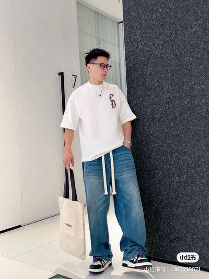 T-shirt Dior avec logo CD brodé (blanc)