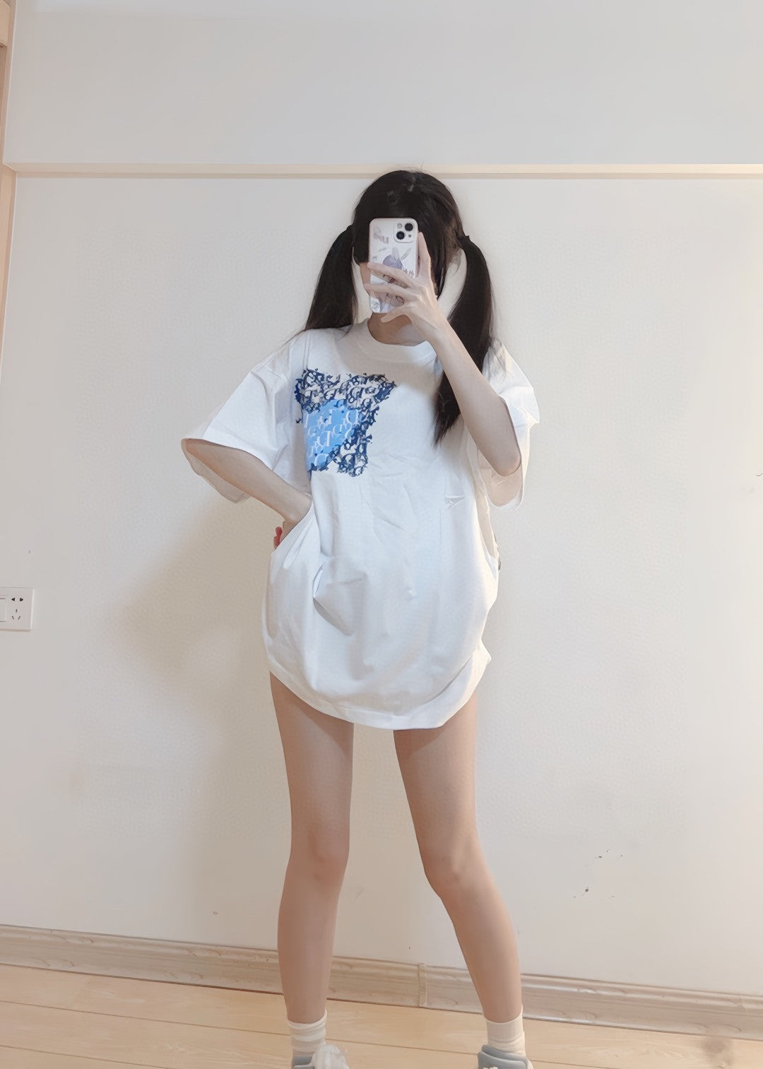 T-shirt Dior à motif monogramme (blanc)