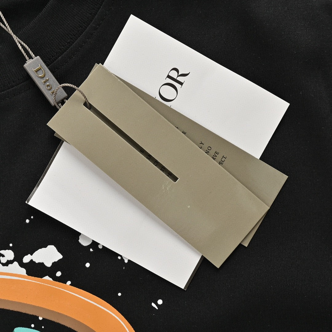 T-shirt noir Dior à logo multicolore
