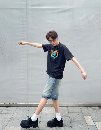 T-shirt noir Dior à logo multicolore