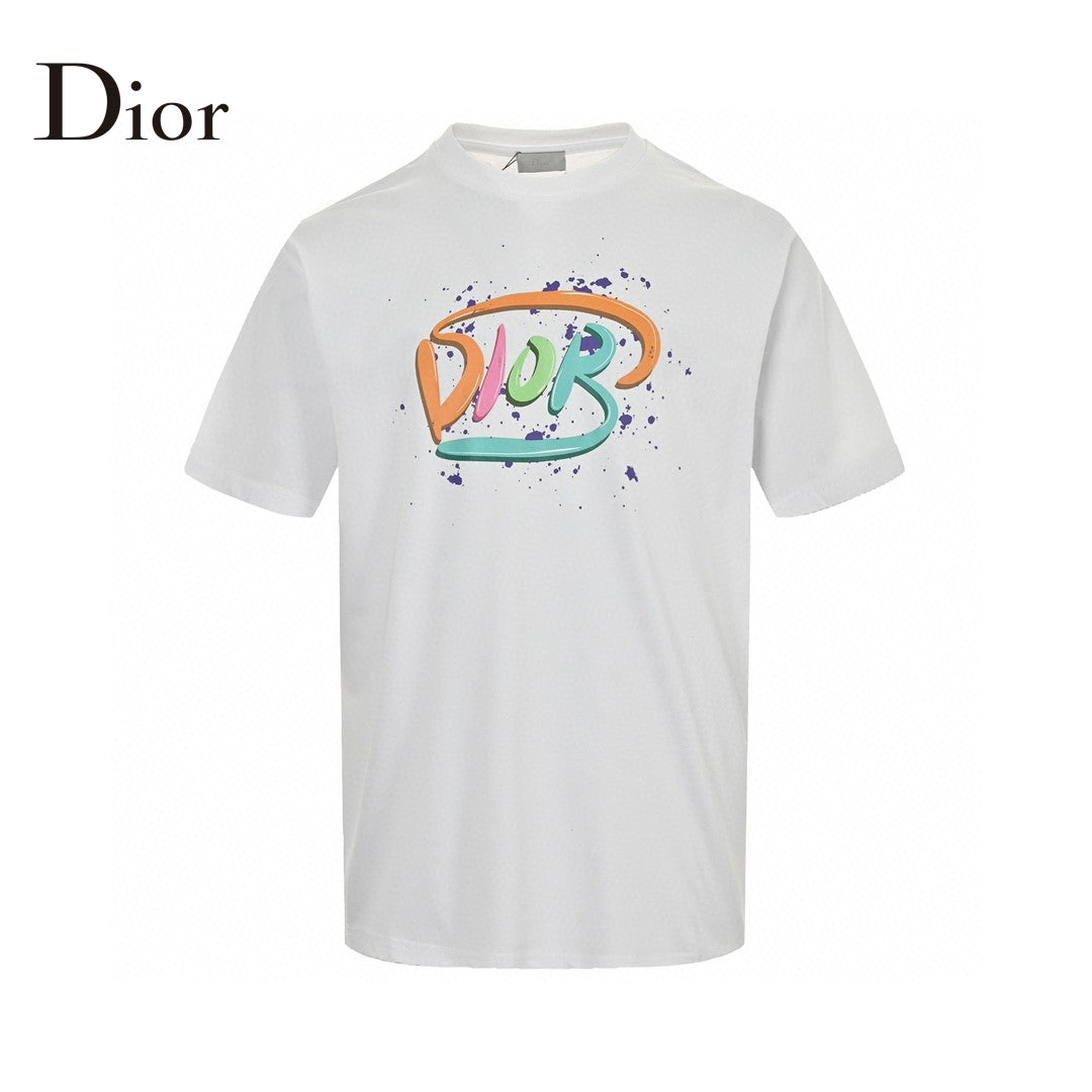 T-shirt blanc Dior à logo multicolore