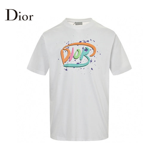 T-shirt blanc Dior à logo multicolore