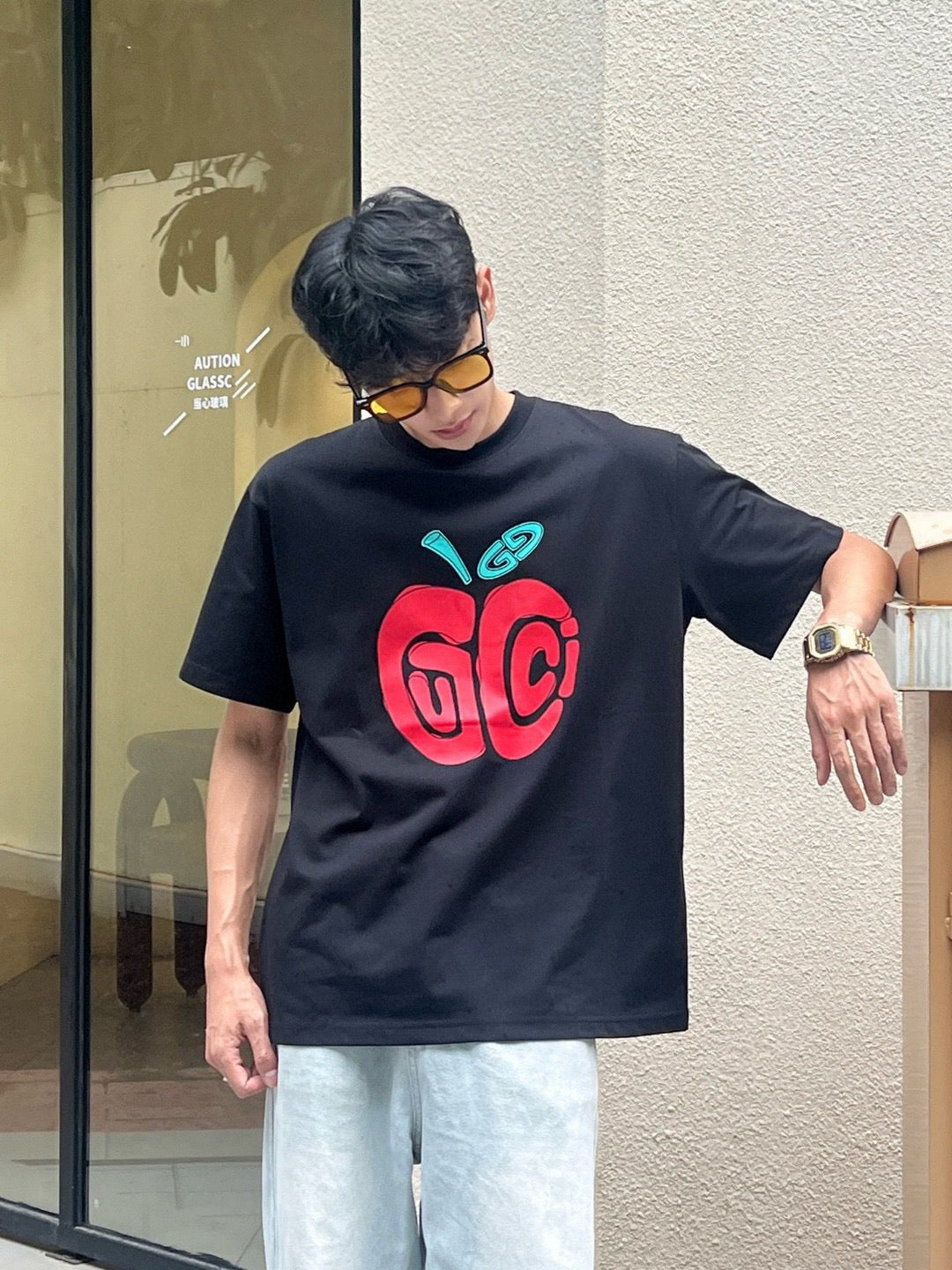 T-shirt Gucci à logo Apple (noir)