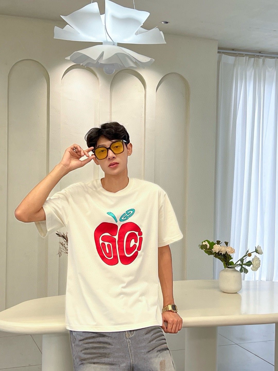 T-shirt Gucci à logo Apple (blanc)