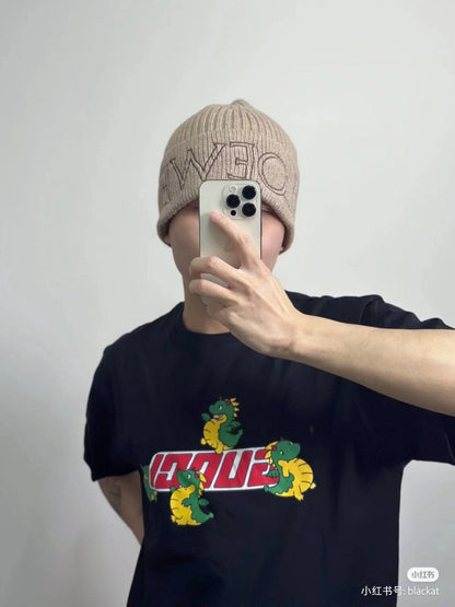 T-shirt noir Gucci à motif dinosaure