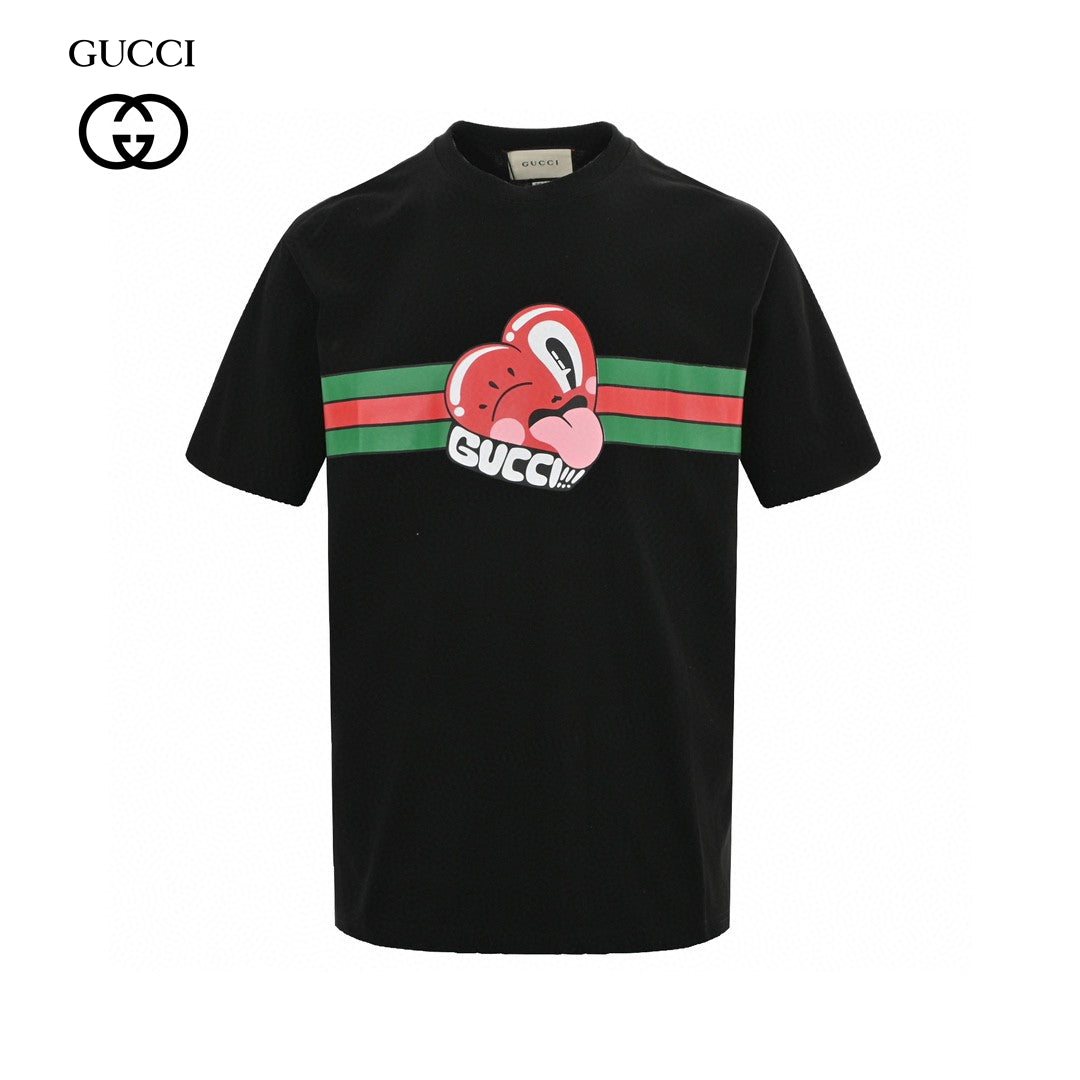 T-shirt noir Gucci à motif cœur