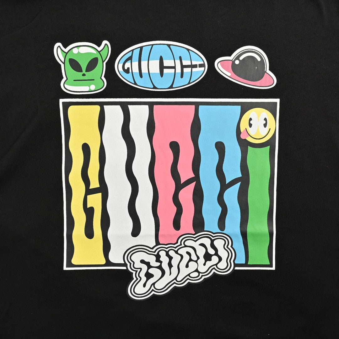 T-shirt Gucci à motif dessin animé (noir)