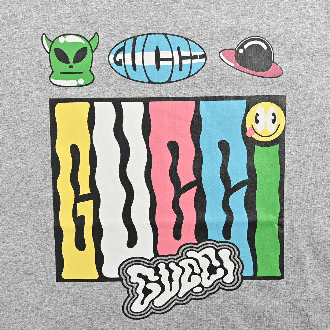 T-shirt Gucci à motif dessin animé (gris)